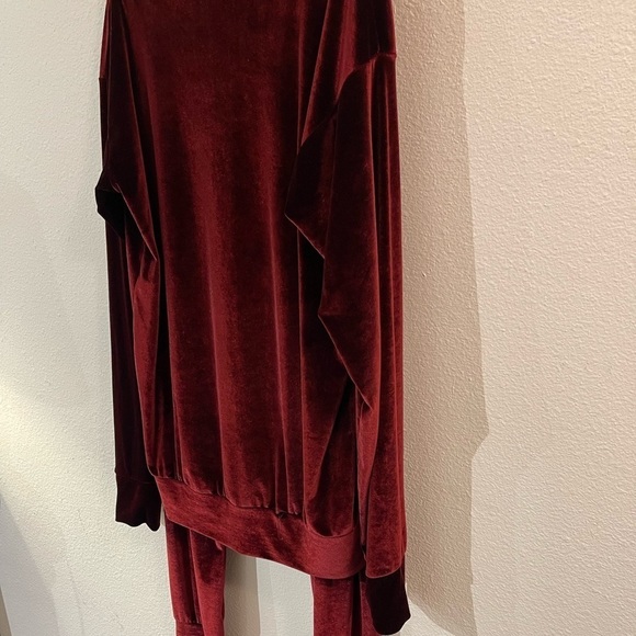 Laina Rauma SET Small top bottom maroon velour loungesuit leisure suit club bed - Picture 7 of 16